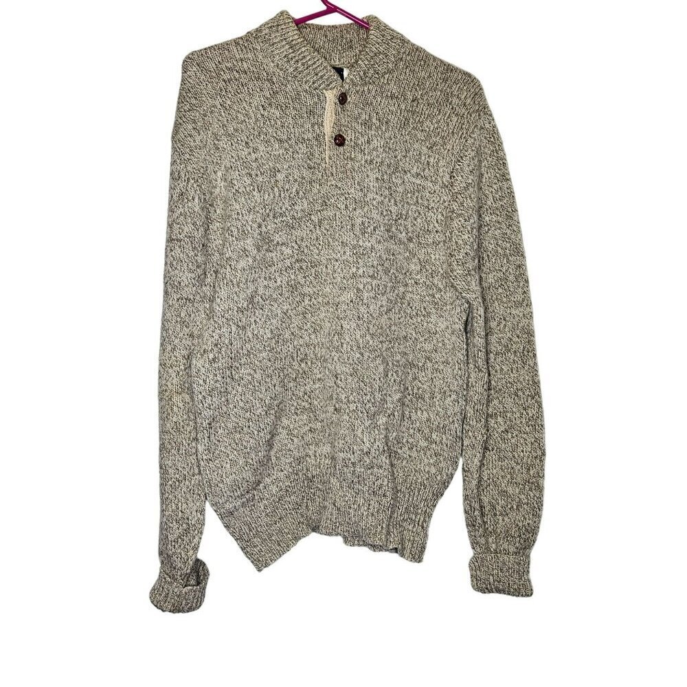 Boathouse Row Vintage Mens Wool Knit Henley Fishermans‎ Sweater Classic Beige XL